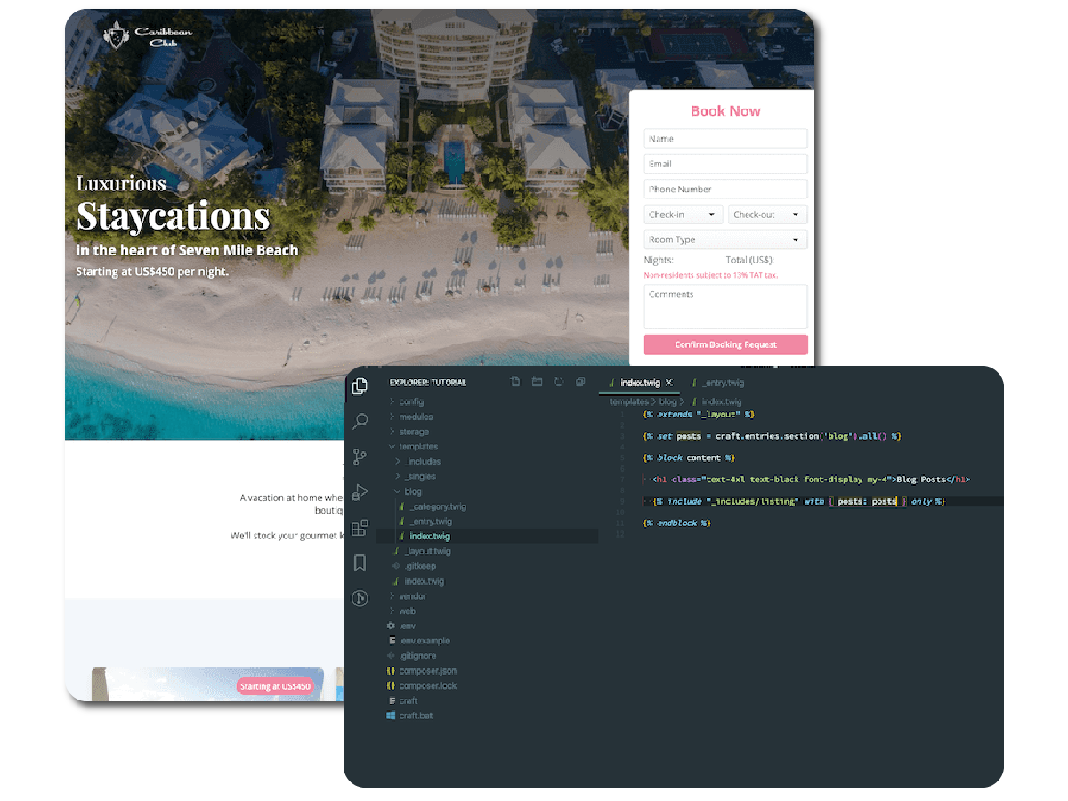 landing page graphic with vscode
